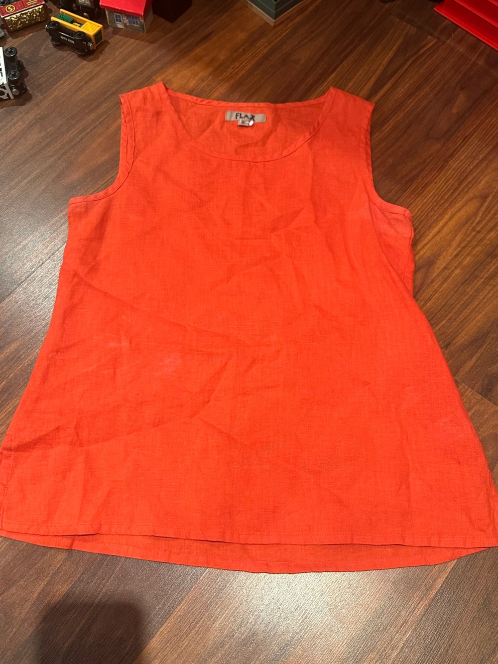 Flax Bright Coral Red Linen Sleeveless Top
